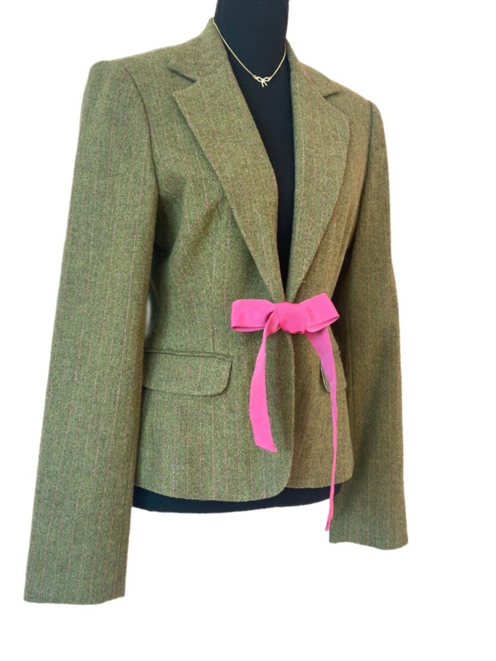 LILLY PULITZER ~ Women’s military green pink pinstripe long sleeve blazer size S